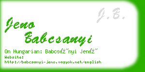 jeno babcsanyi business card